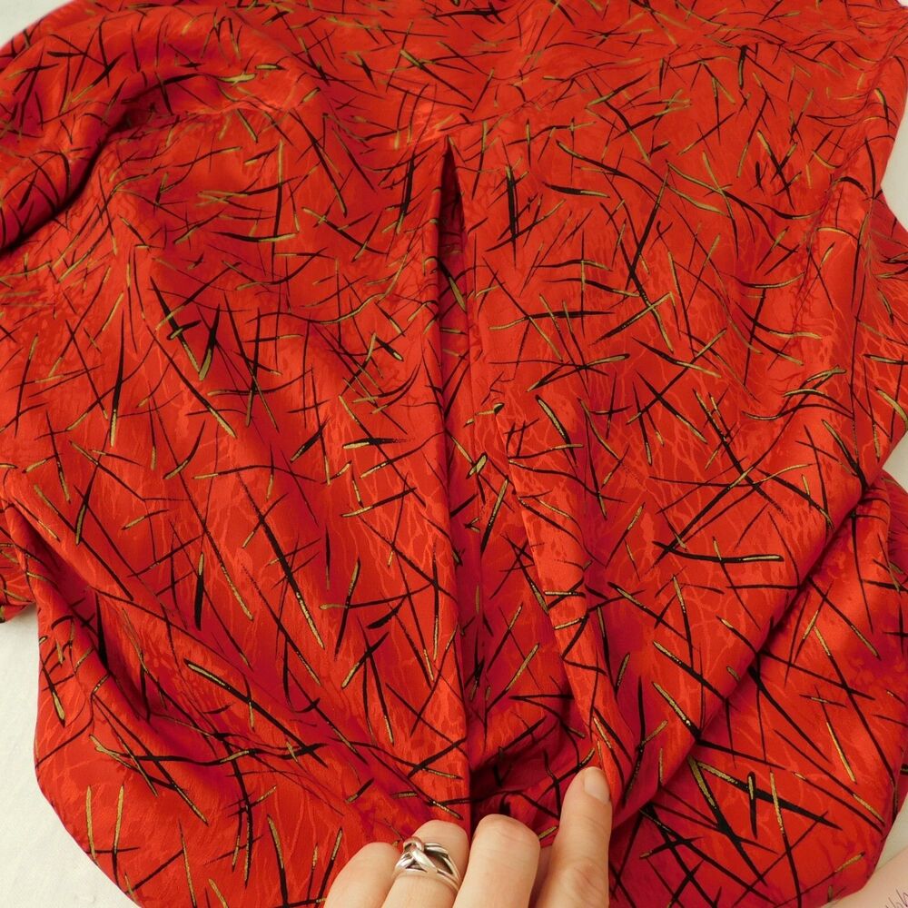 Nora Noh Vintage Silk Tunic Top Red Dolman Sleeve Flowing Size 4 Loose Fit MINT! - Picture 12 of 15